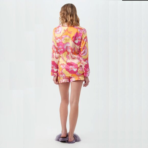 NWT 100% SILK Trina Turk Bedhead Pajama Set in Apache Bloom Long Sleeve XSmall - Picture 2 of 6